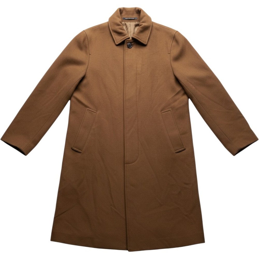 H&M Wool Blend Overcoat Women 40R Camel Brown Hidden Button Car Coat